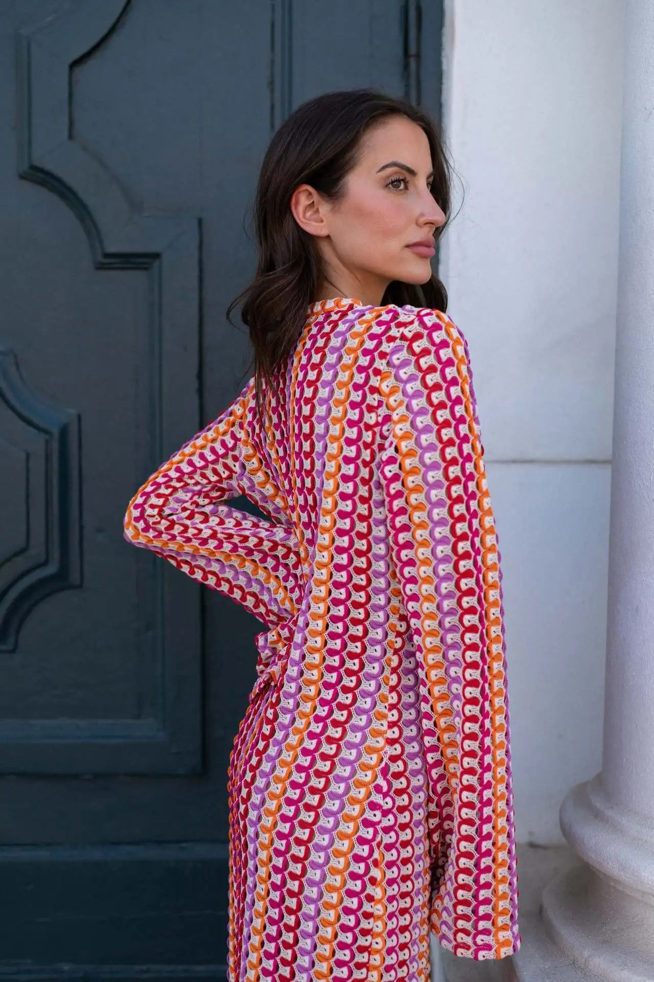 DRESS like US™ Crochet Flare Sleeve Maxi Dress