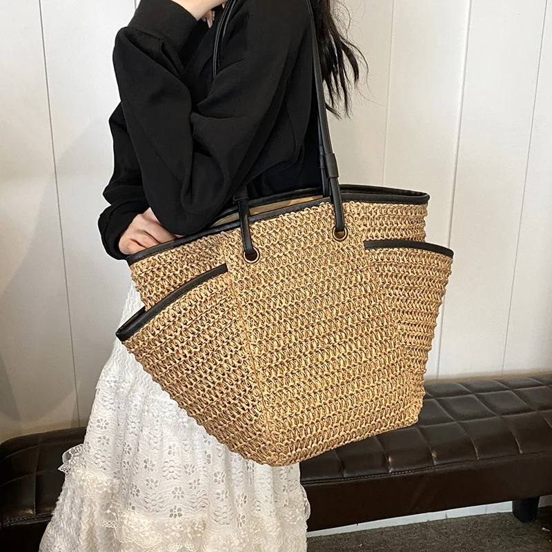 DRESS like US™ Solora Braided Straw Tote – Large Capacity Zipper Shoulder Bag