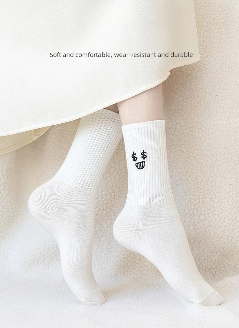 DRESS like US™ Kawaii Crew Sock Set – 5-Pair Cute Cartoon Cotton Socks for Women & Girls