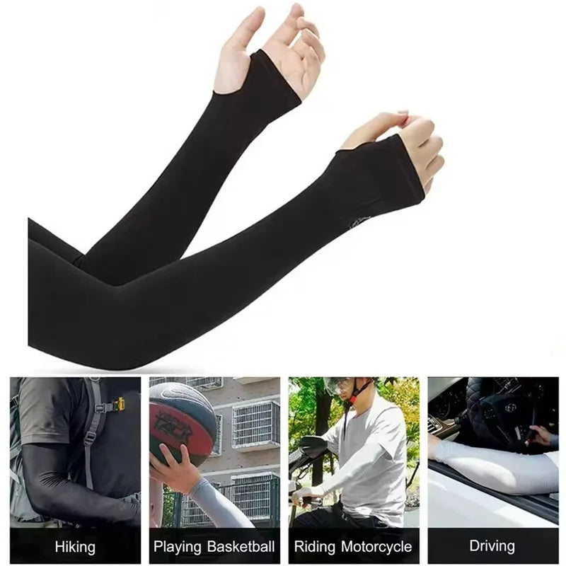 DRESS like US™ IceCore UV Arm Sleeves -Fingerless Sleeves for Outdoor Sports & Sun Protection