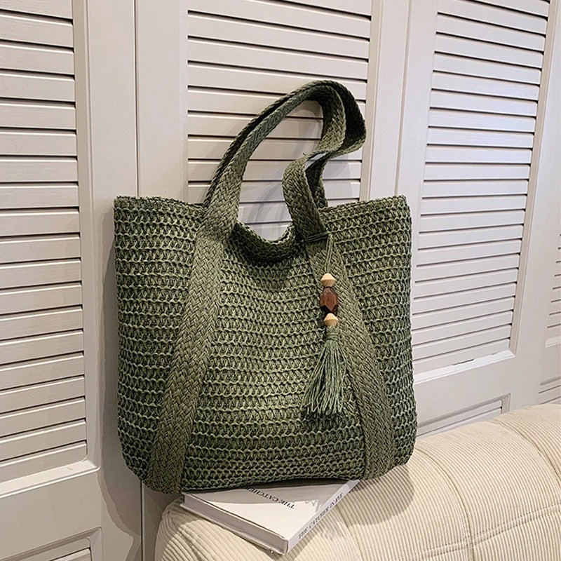 DRESS like US™ Marbella Straw Tote – Luxury Boho Shoulder Bag