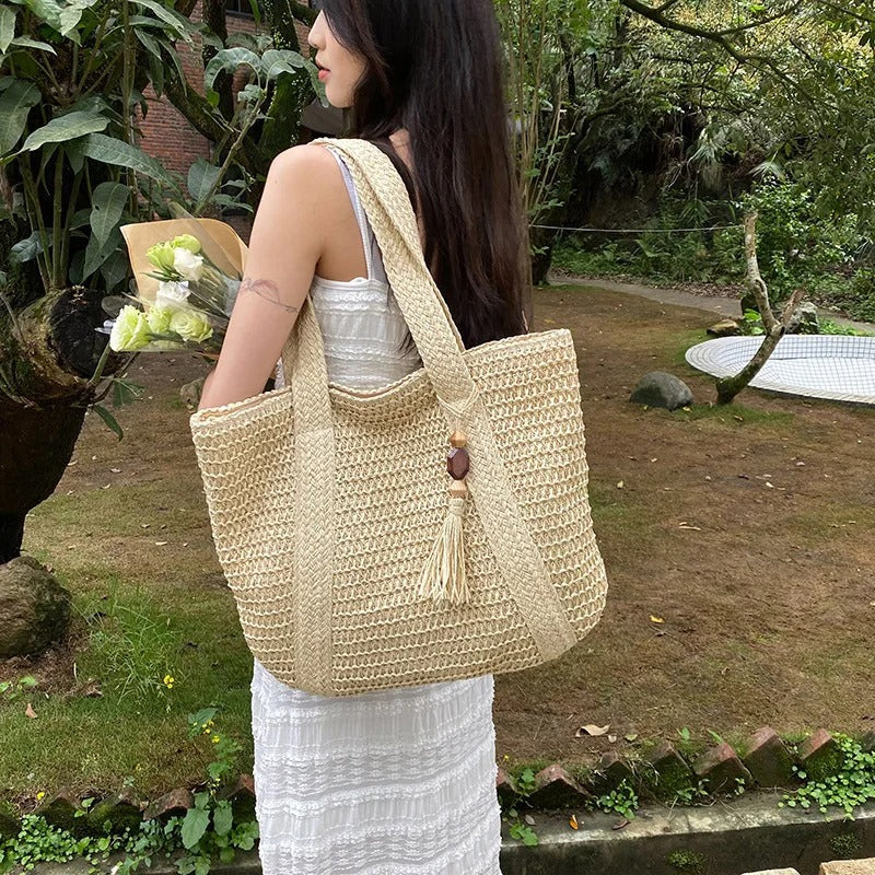 DRESS like US™ Marbella Straw Tote – Luxury Boho Shoulder Bag