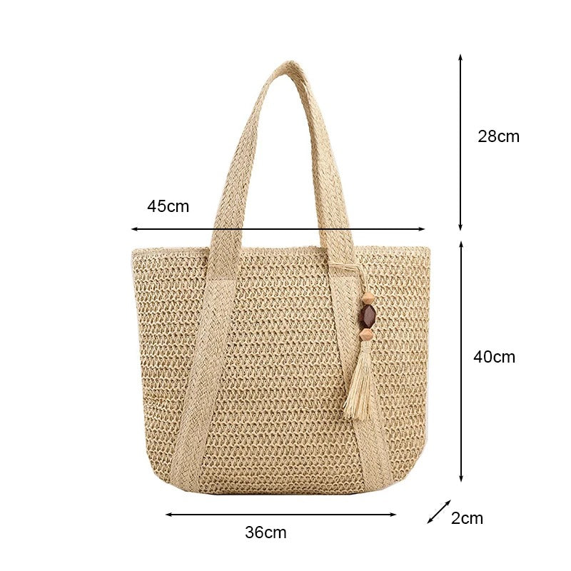 DRESS like US™ Marbella Straw Tote – Luxury Boho Shoulder Bag