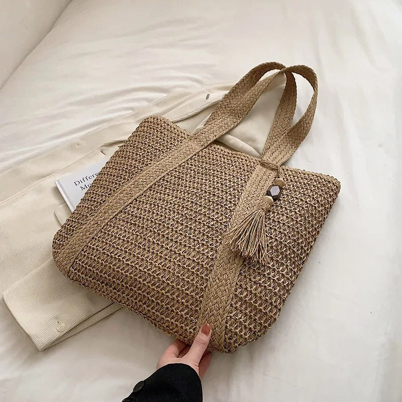DRESS like US™ Marbella Straw Tote – Luxury Boho Shoulder Bag
