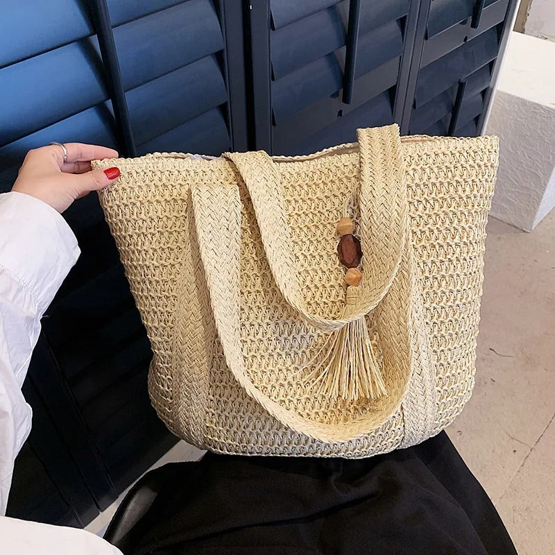 DRESS like US™ Marbella Straw Tote – Luxury Boho Shoulder Bag