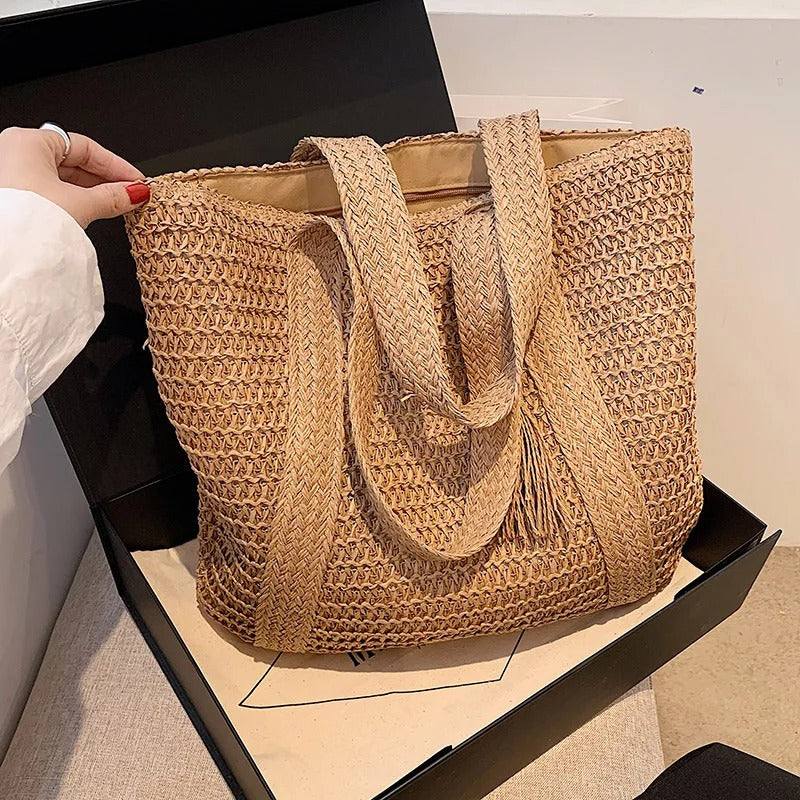 DRESS like US™ Marbella Straw Tote – Luxury Boho Shoulder Bag