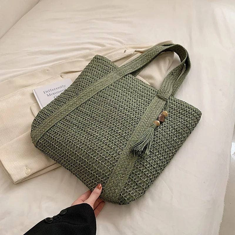 DRESS like US™ Marbella Straw Tote – Luxury Boho Shoulder Bag